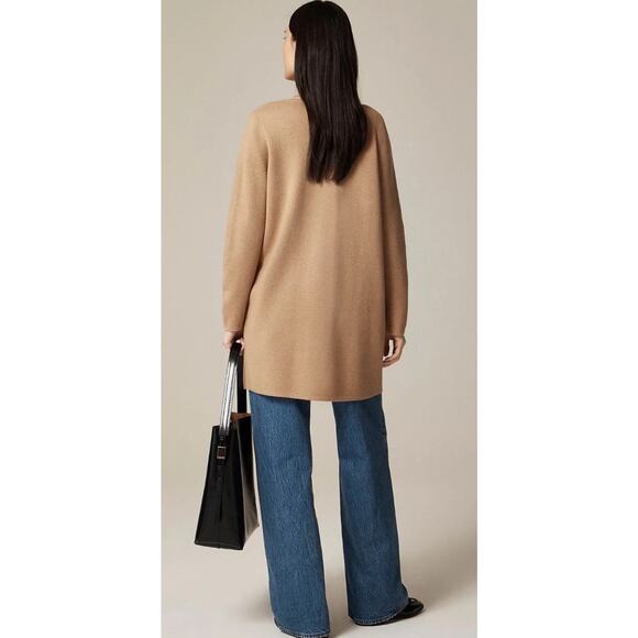 J Crew Juliette Collarless Sweater Blazer •XL•Jacket Cardigan Khaki J6339 Camel - Picture 3 of 10